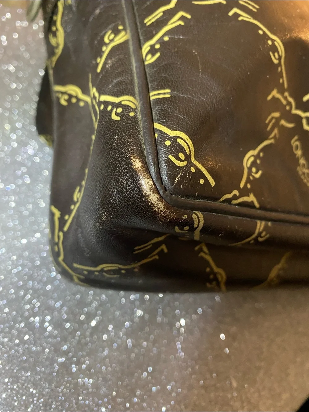 Longchamp Vintage Brown Leather Horse Motif Purse